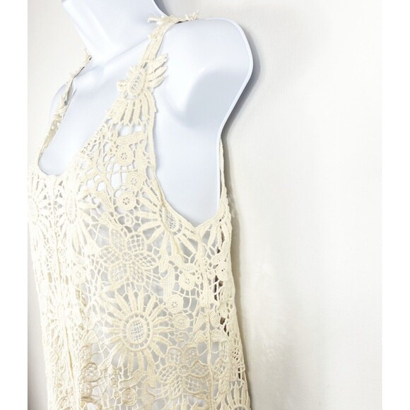ISELA Crochet Tank Top Womens Size Small Eyelet Cotton Ivory Boho Festival Y2K - Picture 4 of 9